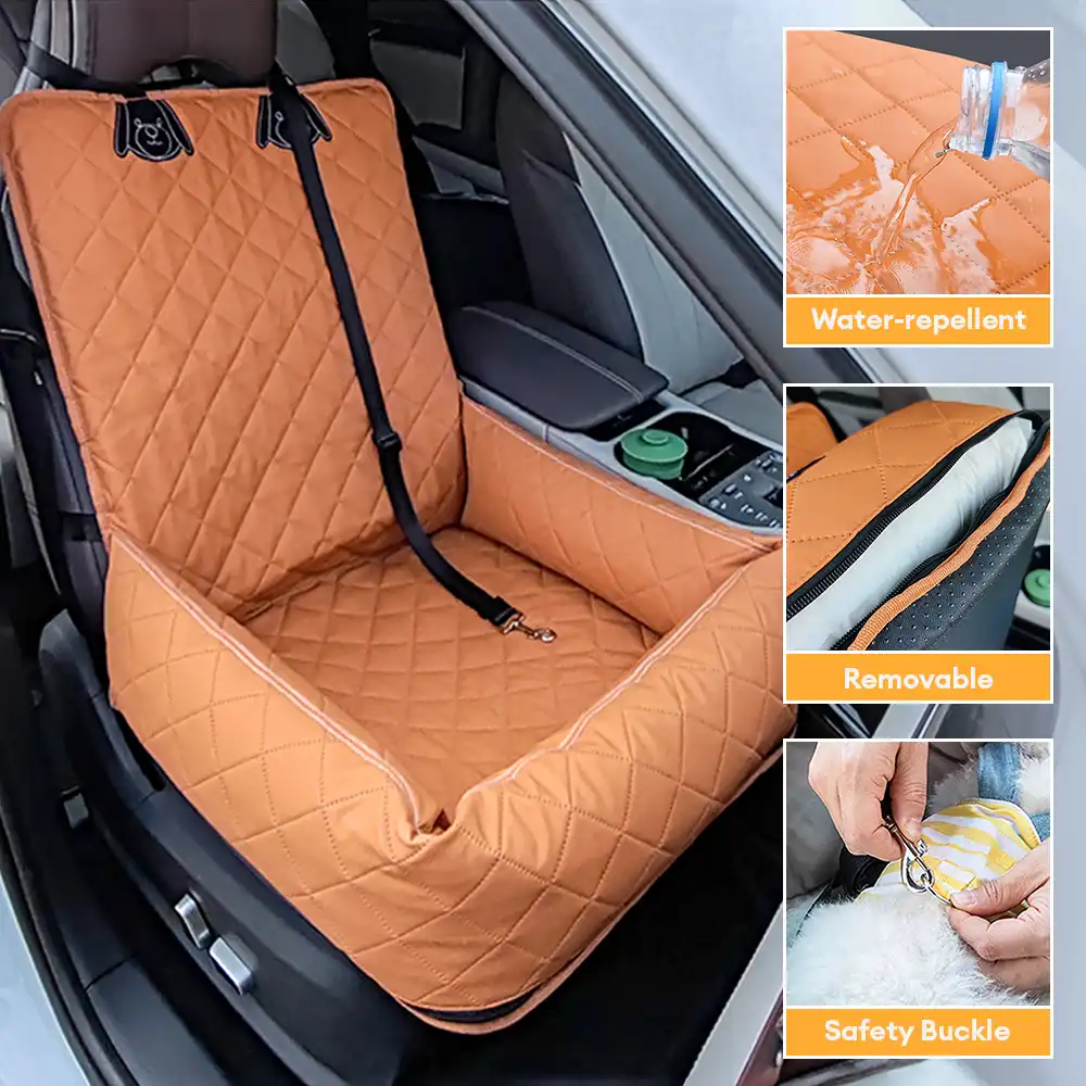 Water-Repellent PU Leather Scratch-Resistant Car Travel Dog Car Seat Bed