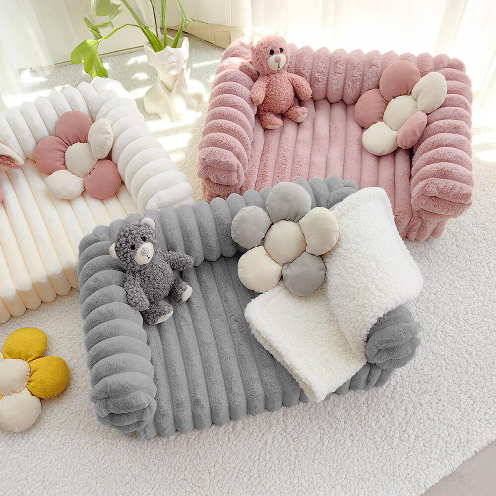 Cream Fluffy Comfort Orthopedic Dog and Cat Sofa Bed