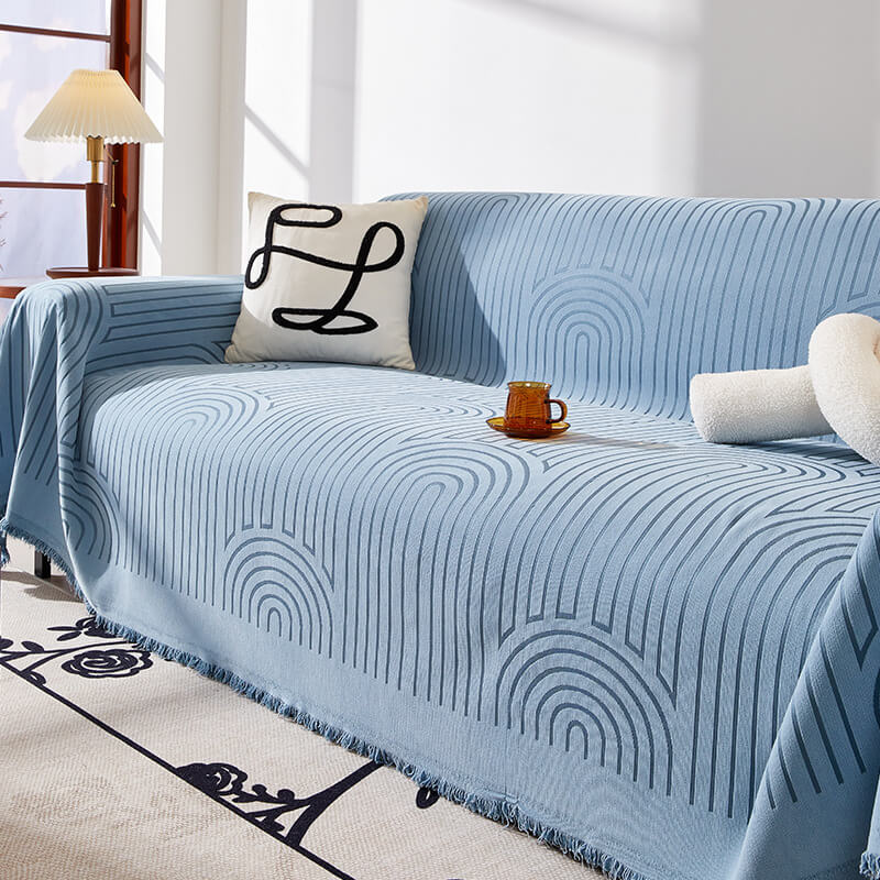 Minimalist Arch Motif Scratch-Resistant Chenille Throw Couch Cover