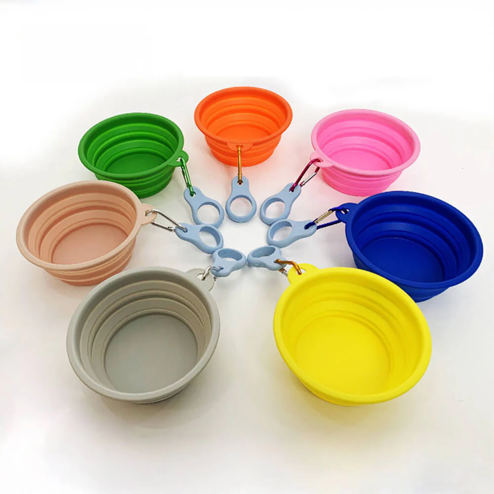 Portable Foldable Expandable Silicone Dog Food & Water Bowls