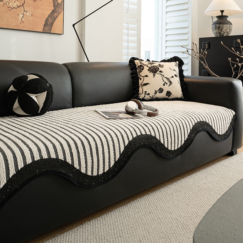 Striped Chenille Irregular Scratch-Resistant Non-Slip Couch Cover