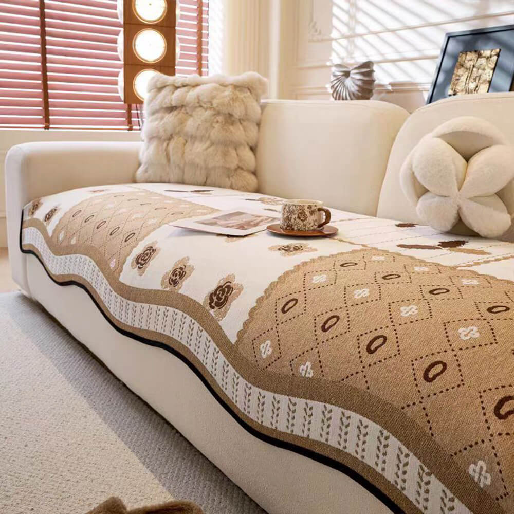 Chenille Scratch-resistant Fabric Pastoral Style  Irregular Shaped Non-slip Couch Cover