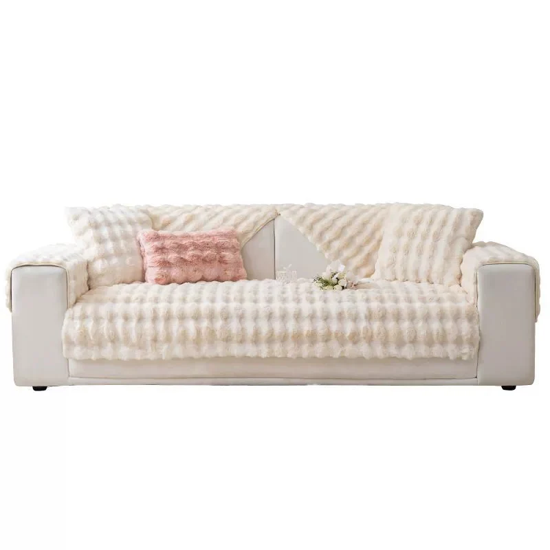 Cozy Plush Solid Colour Non-slip Couch Cover