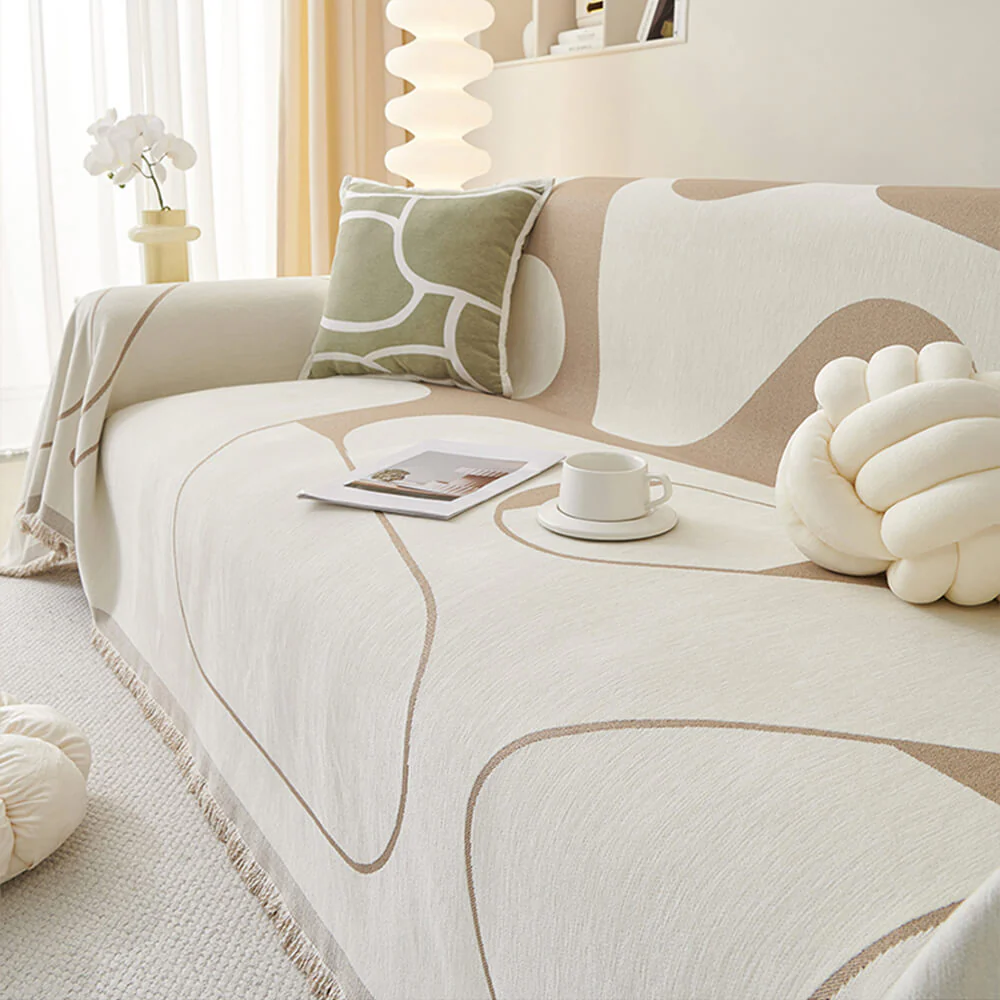 Geometric Fringe Double-Sided Chenille Non-Slip Throw Couch Cover