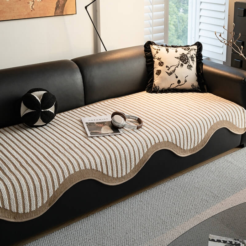 Striped Chenille Irregular Scratch-Resistant Non-Slip Couch Cover