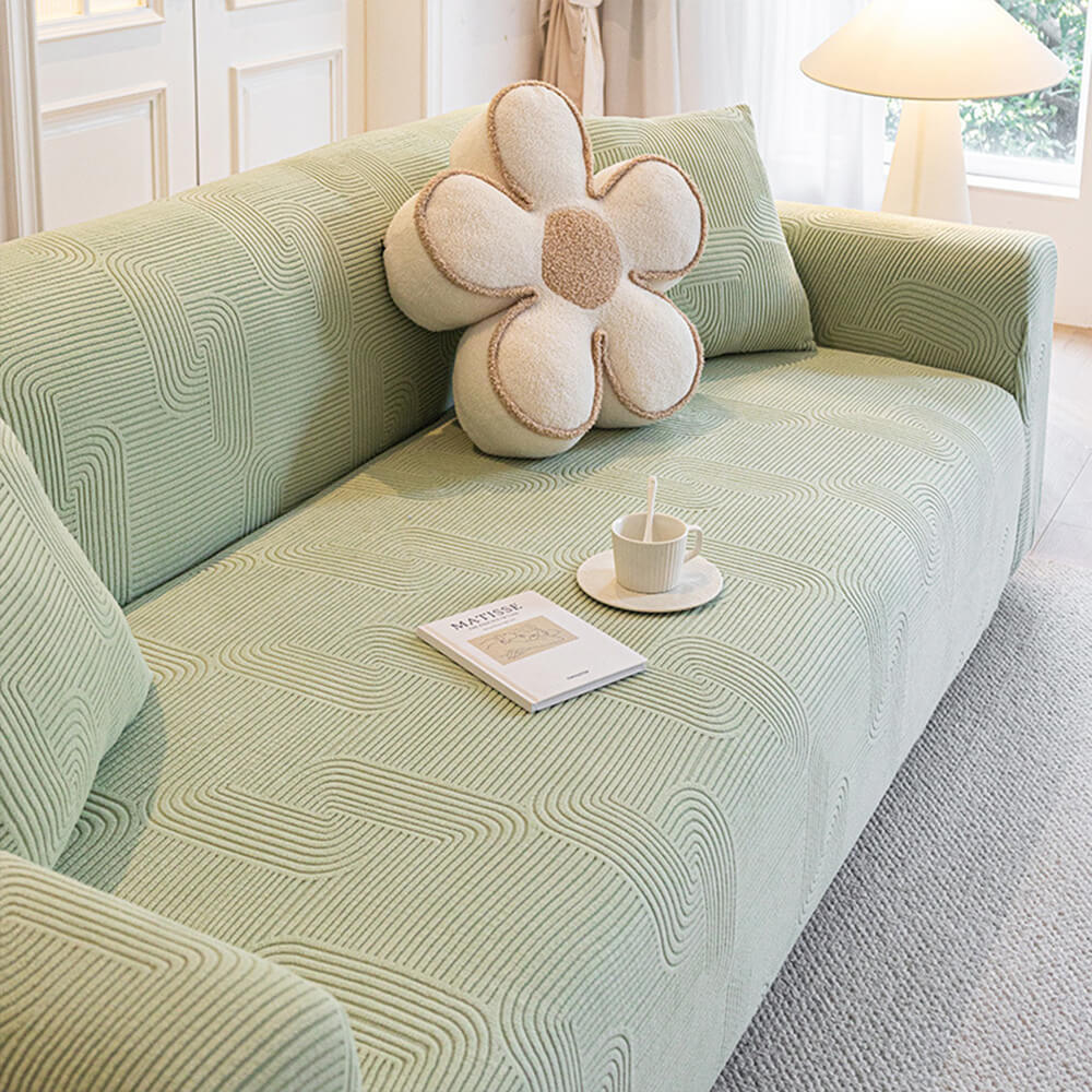 All-Seasons Polar Fleece Elastic Full Wrap Anti-Scratch Couch Cover