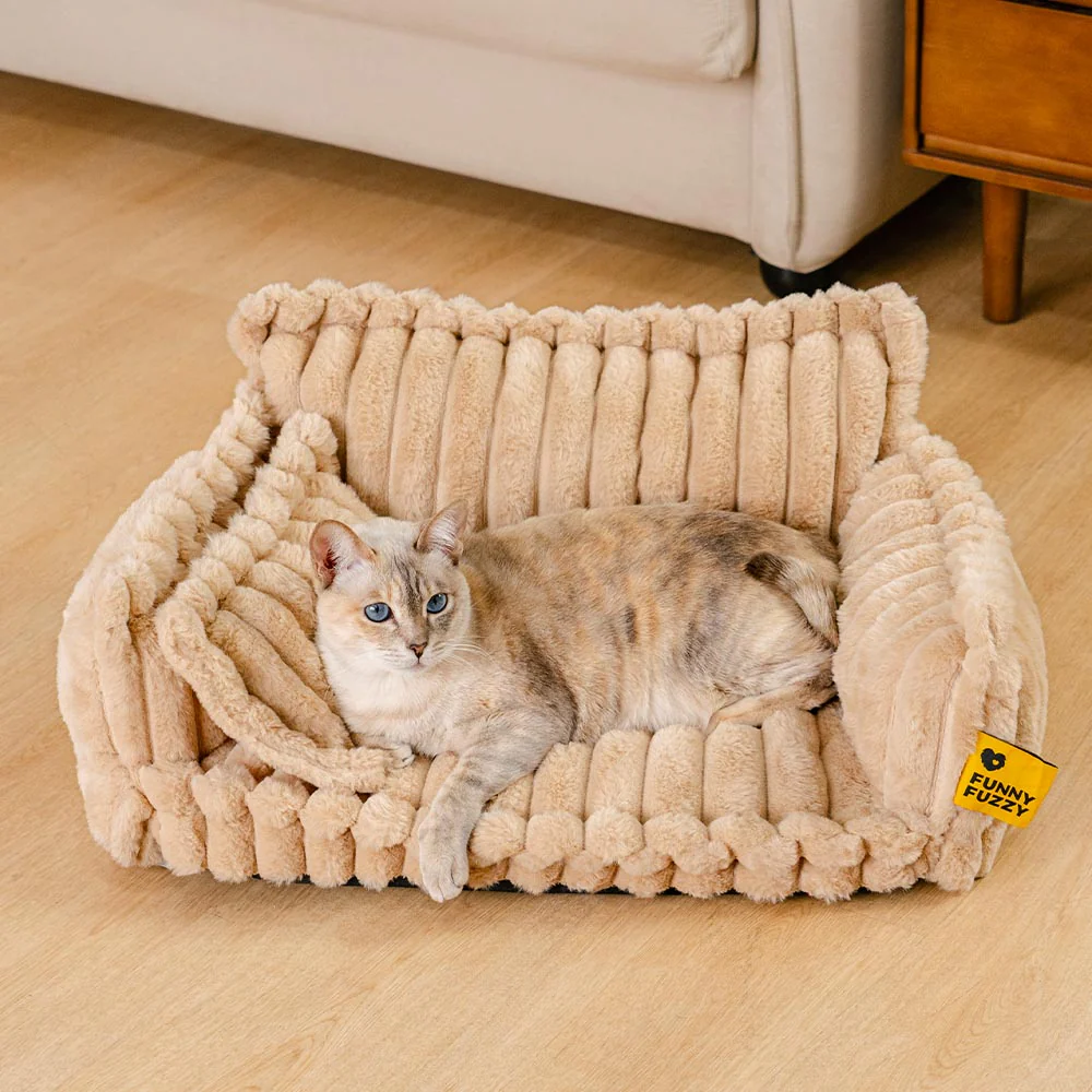 Washable Calming Soft Pillow Bolster Cat Bed-Snoozy Dream