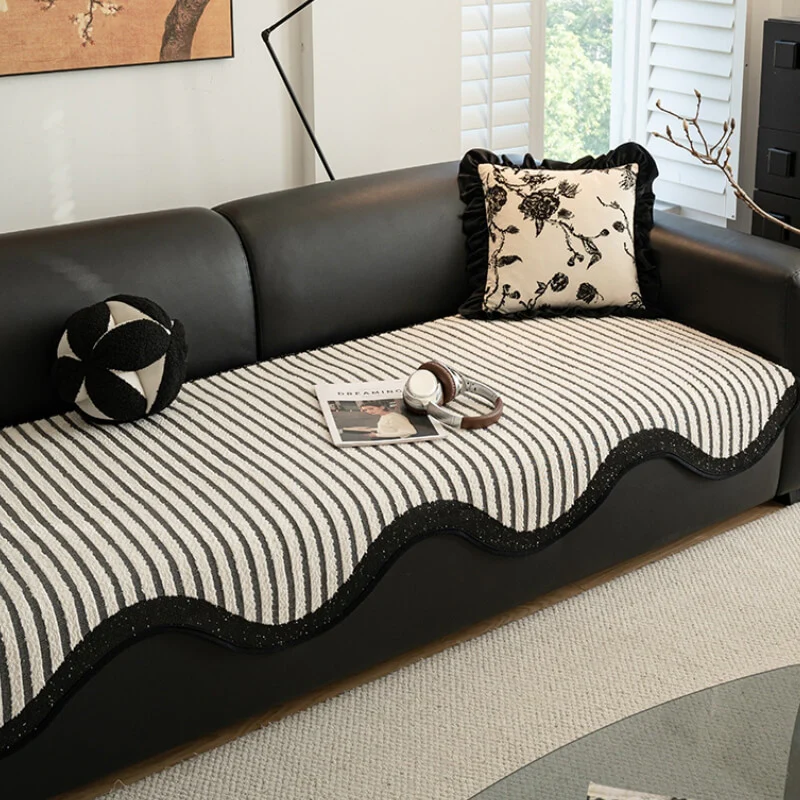Striped Chenille Irregular Scratch-Resistant Non-Slip Couch Cover