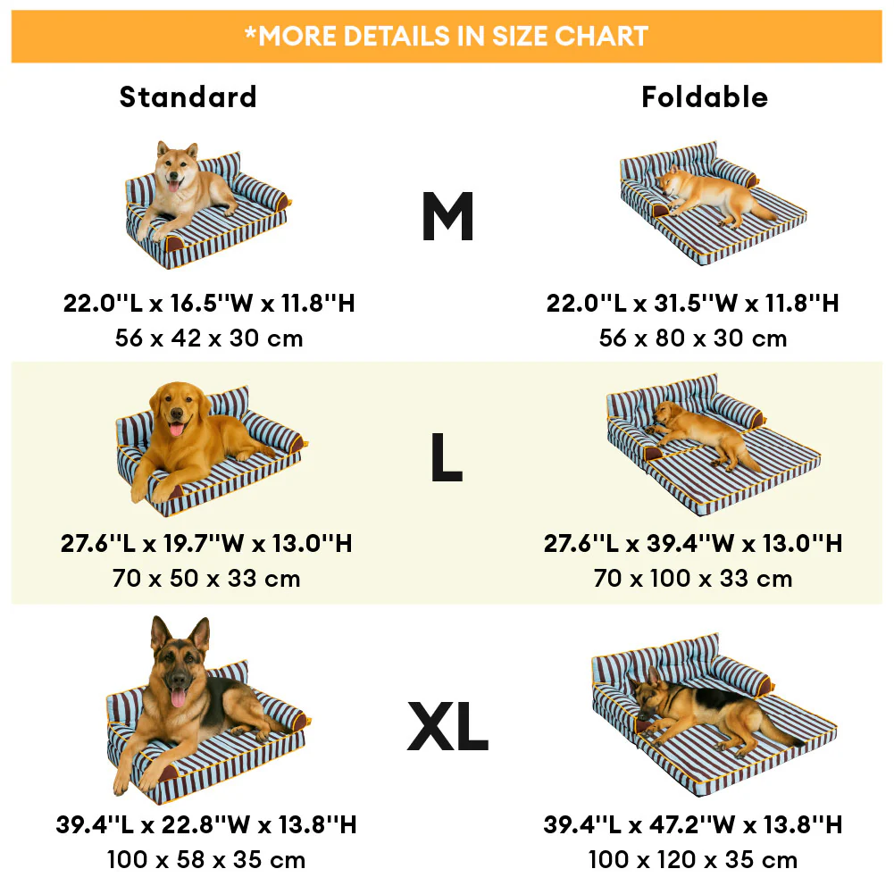 Stripe Waterproof Foldable Large Dog Sofa Bed - Sunny Siesta