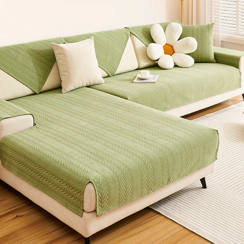 Chenille Wheat Ear Printed Breathable Non-slip Couch Cover