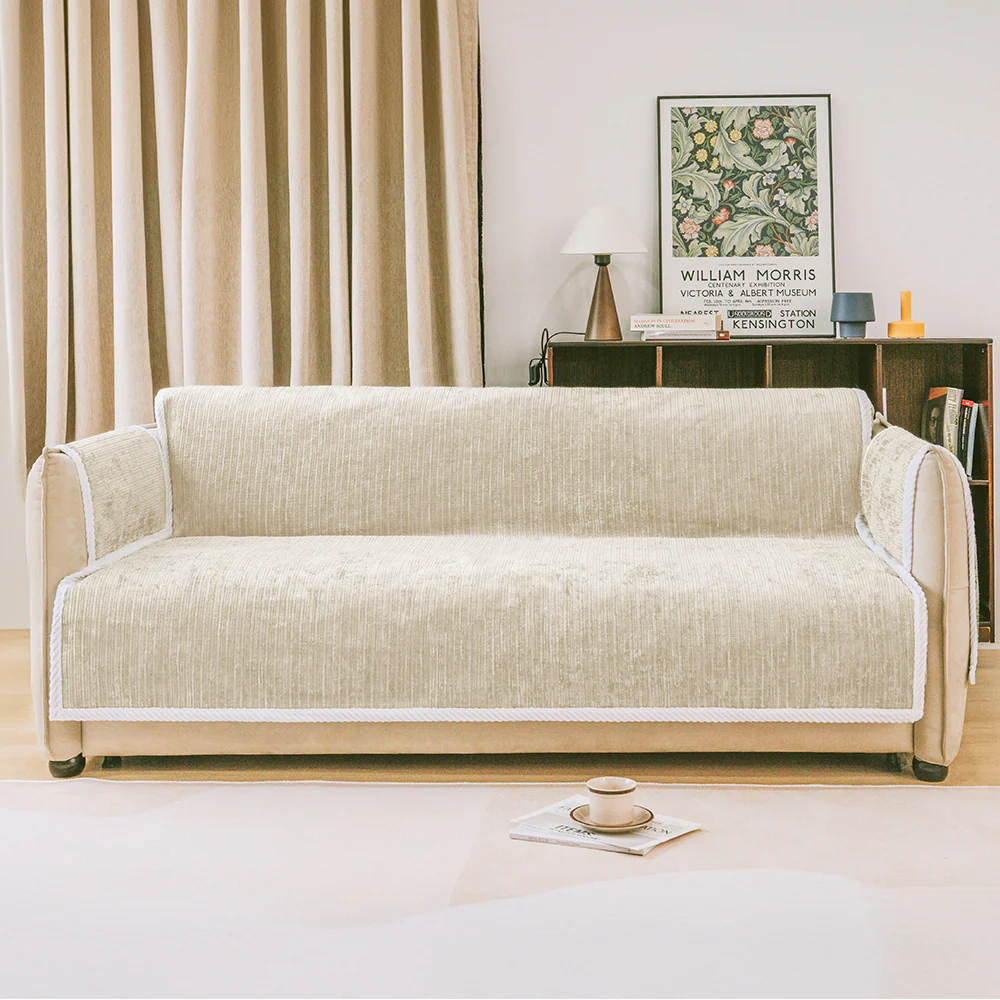 All-Season Anti-Slip Striped Pet Rug Furniture Protector with Armrest Couch Cover - Keep Still