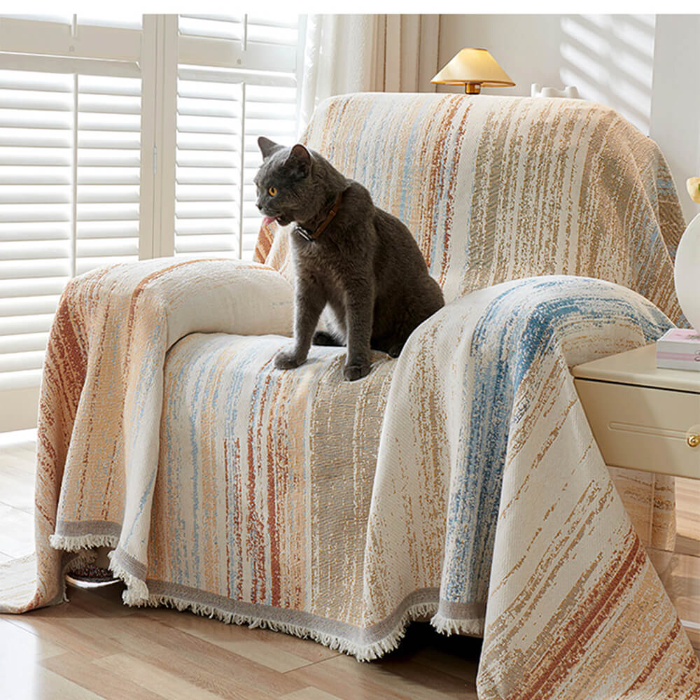 Colorful Rainbow Gradient Full Sofa Drape Throw Couch Cover