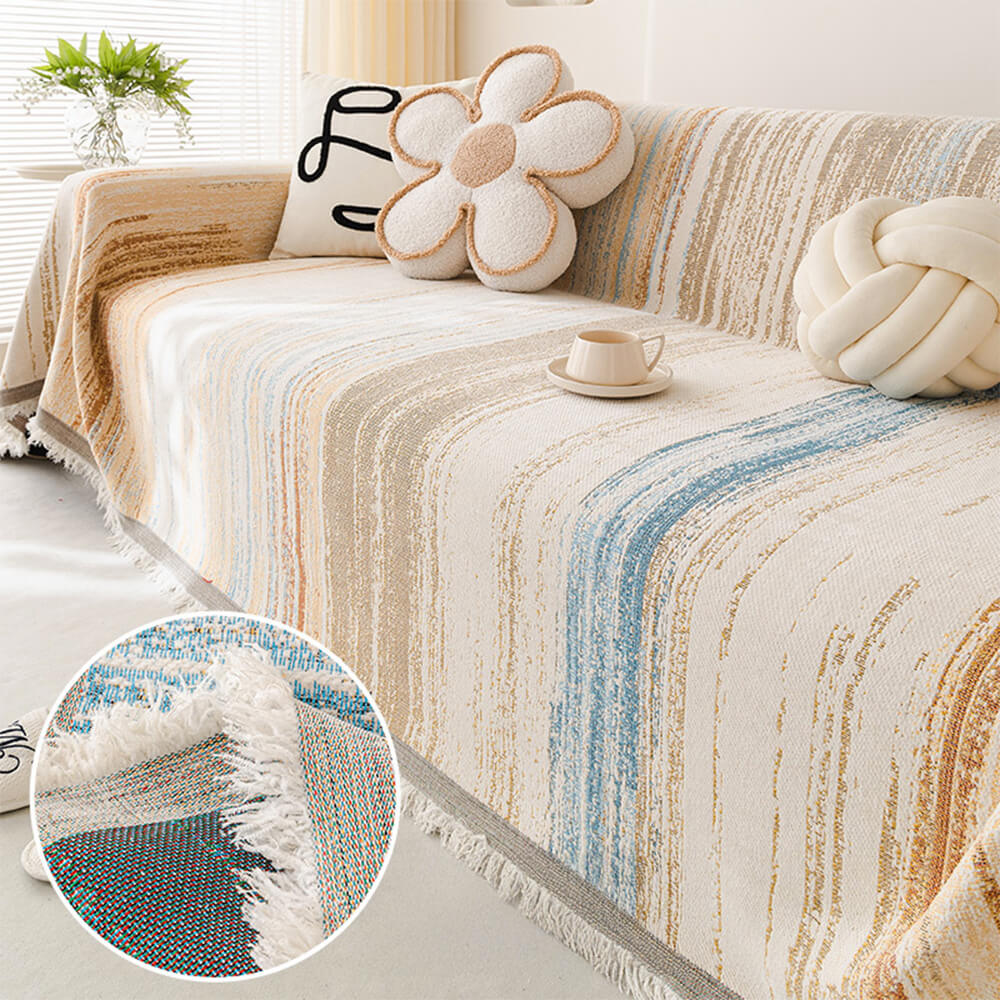 Colorful Rainbow Gradient Full Sofa Drape Throw Couch Cover