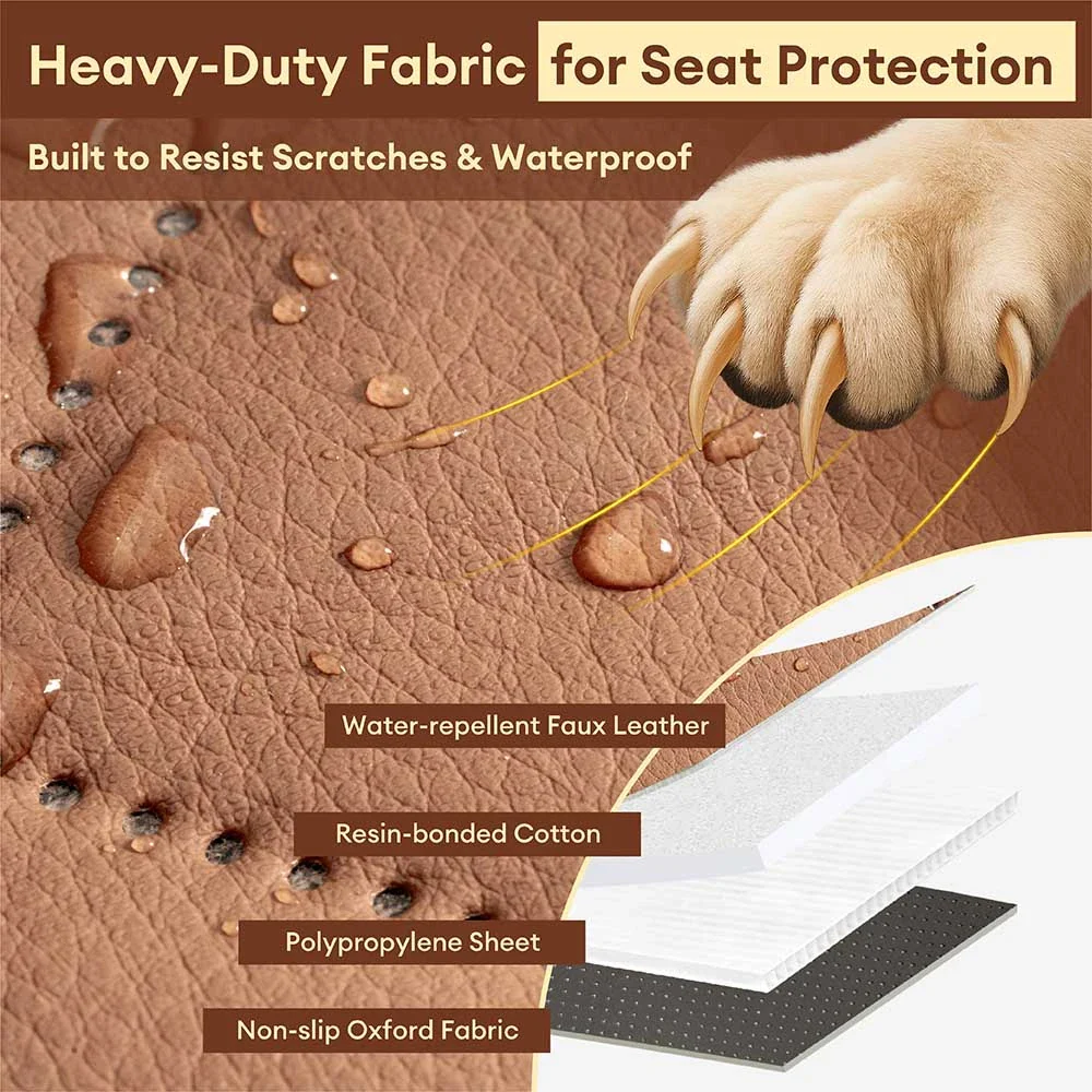 Premium Faux Leather Water-repellent Hammock Dog Car Seat Cover With Mat