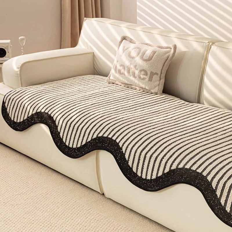 Striped Chenille Irregular Scratch-Resistant Non-Slip Couch Cover
