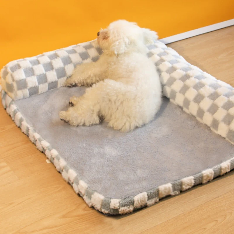 Chequerboard Soft Neck Guard Large Dog Pillow Bed