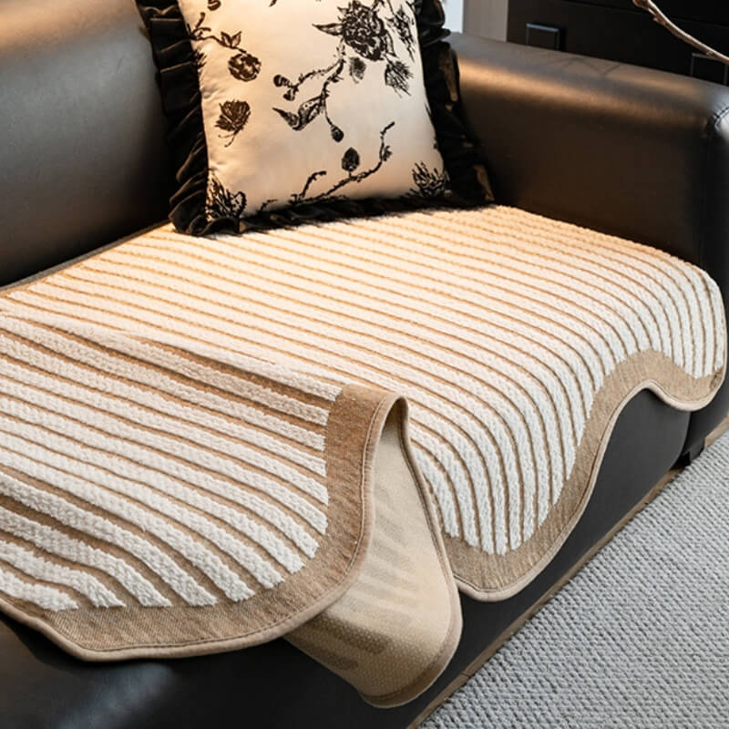 Striped Chenille Irregular Scratch-Resistant Non-Slip Couch Cover