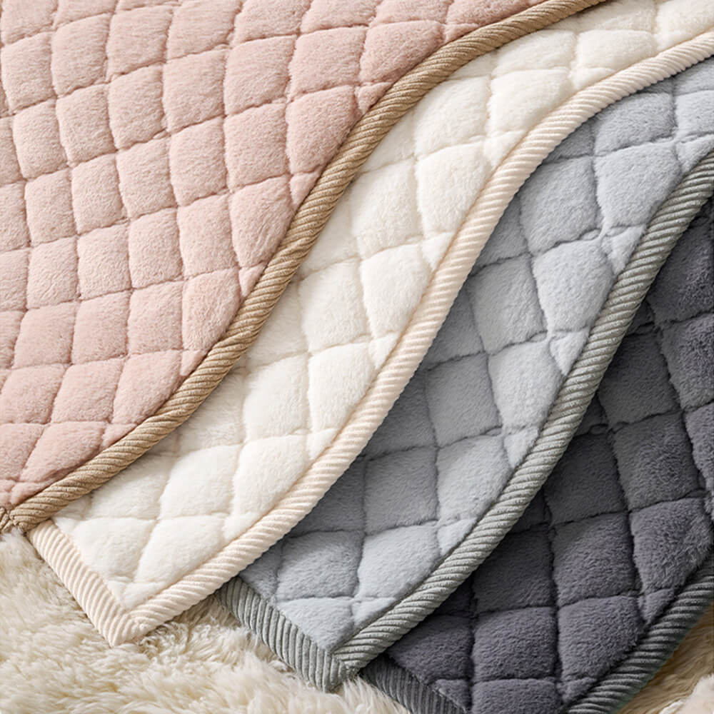 Soft Plush Diamond Quilted Anti-Slip Cushion Couch Cover