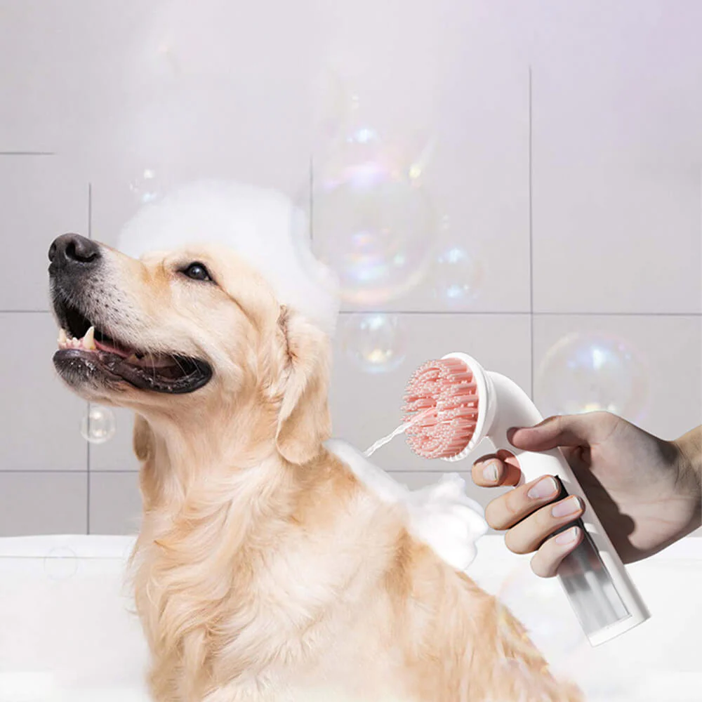 2 In 1 Shampoo Dispenser & Massage Frother Dog Bath Brush