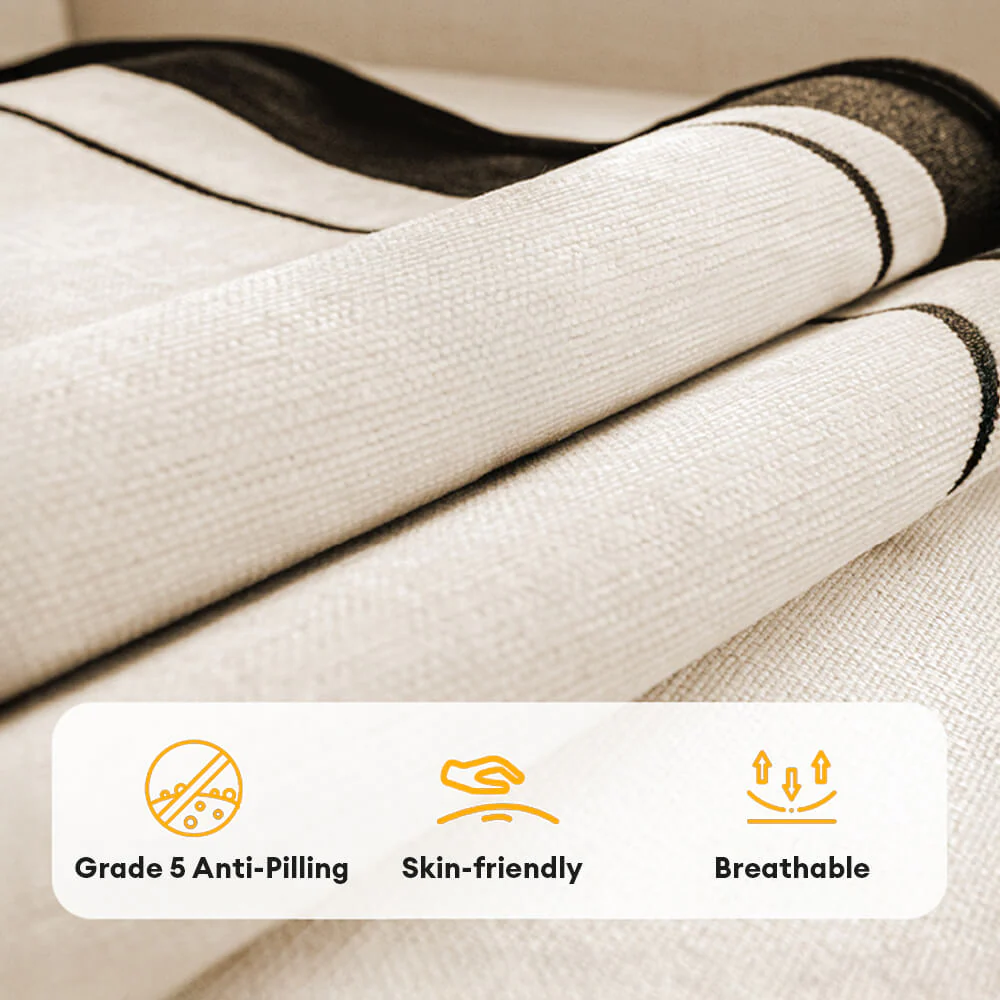 Durable Herringbone Pattern Anti-Slip Couch Cover with Wavy Trim – Pet Scratch Resistant