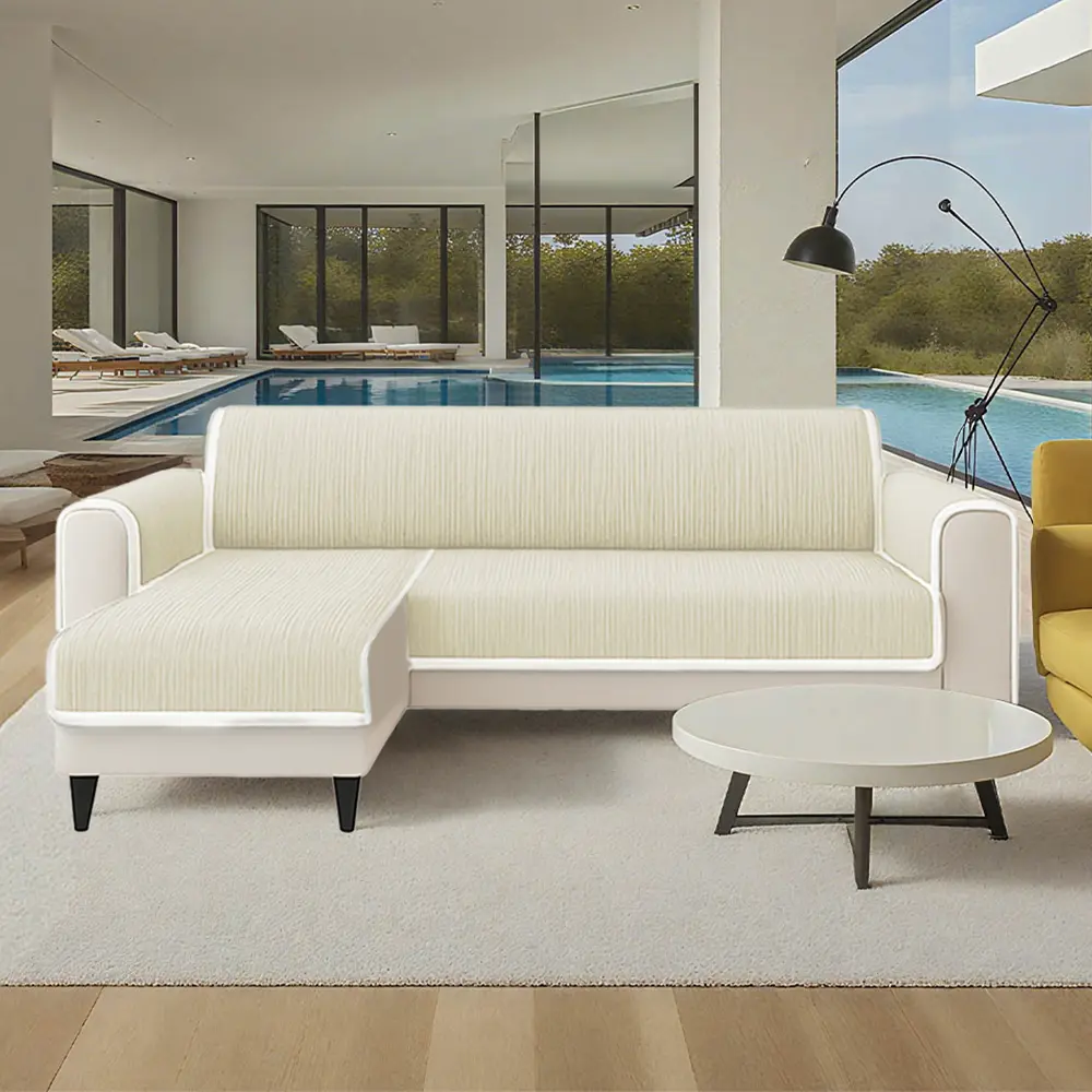 All-Season Anti-Slip Striped Pet Rug Furniture Protector with Armrest Couch Cover - Keep Still