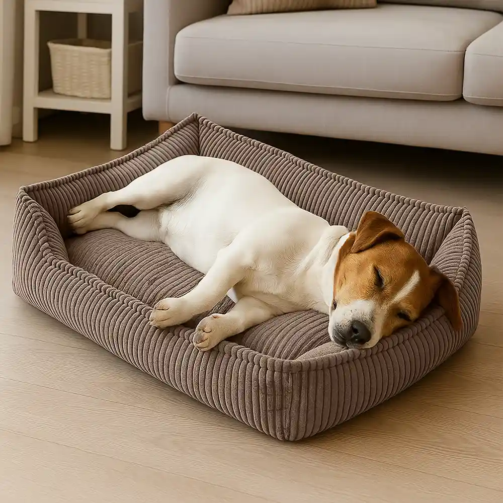 All-Season Cozy Durable Corduroy Dog Sofa Bed for Small & Medium Dogs