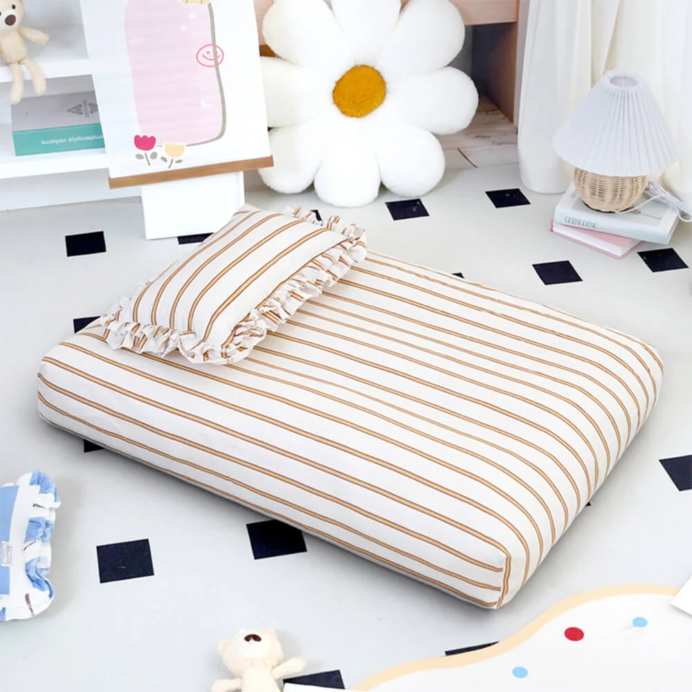 Striped Cotton Thick Padded & Soft Dog Pillow Bed