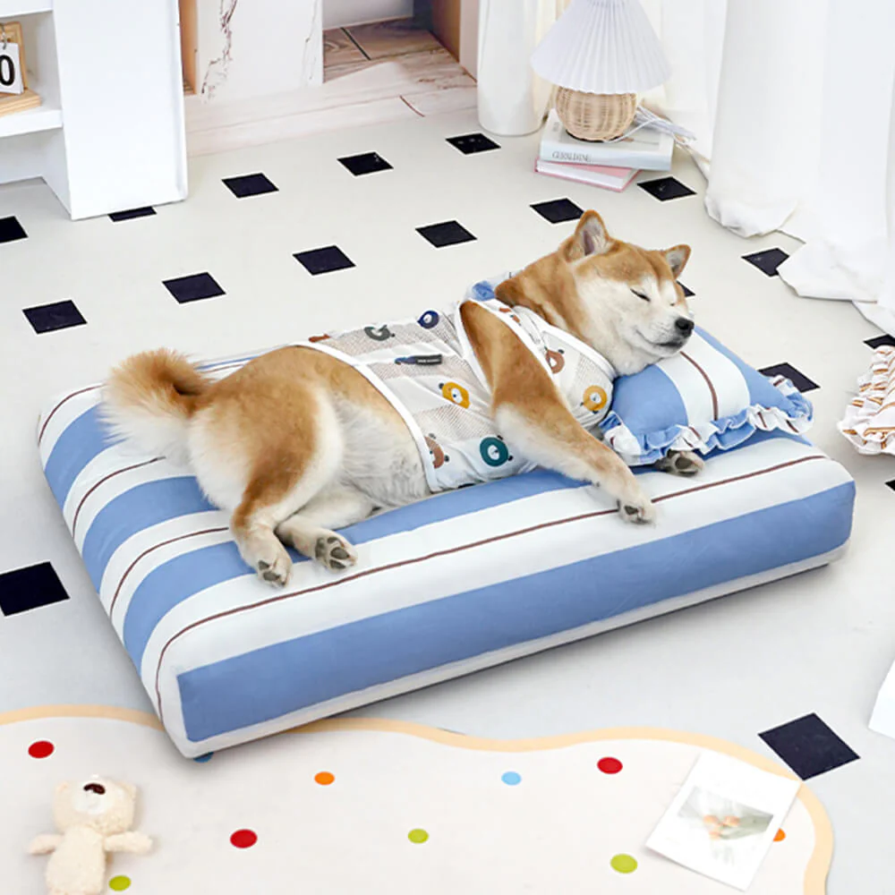 Striped Cotton Thick Padded & Soft Dog Pillow Bed