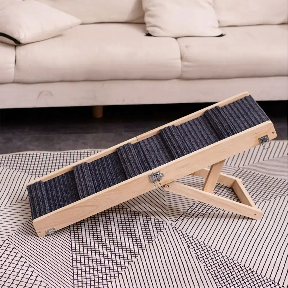 Wooden Dog Ramp 4 Levels Height Adjustable Foldable Dog Stairs
