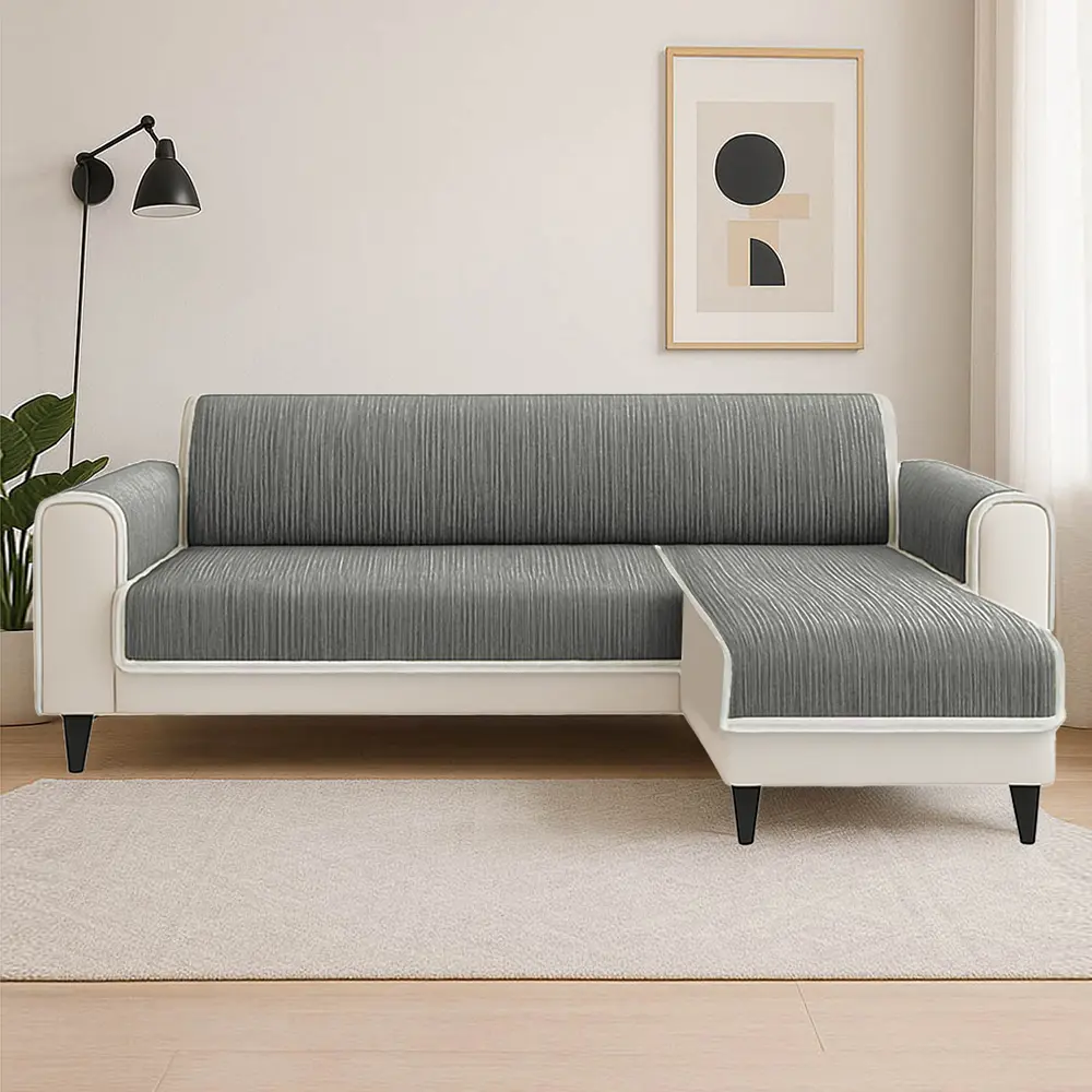 All-Season Anti-Slip Striped Pet Rug Furniture Protector with Armrest Couch Cover - Keep Still