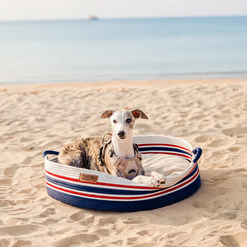 Handcrafted Stripe Calming Pet Bed - Timeless Nest