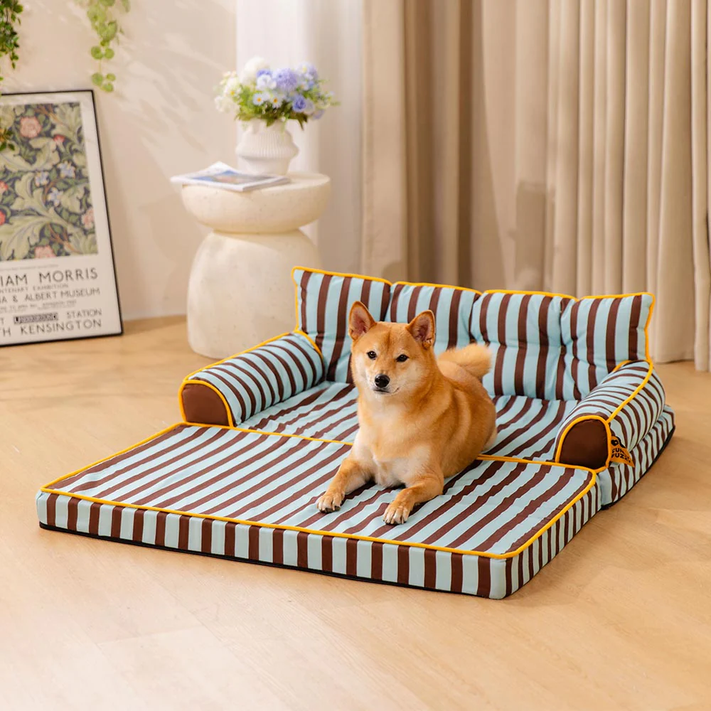 Stripe Waterproof Foldable Large Dog Sofa Bed - Sunny Siesta