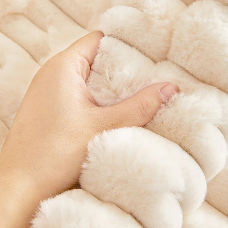 Fluffy Plush Striped Furniture Protector Couch Cover