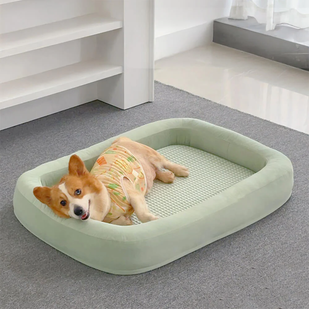 Soft Cooling Reversible Washable All-Season Oval Dog Bed