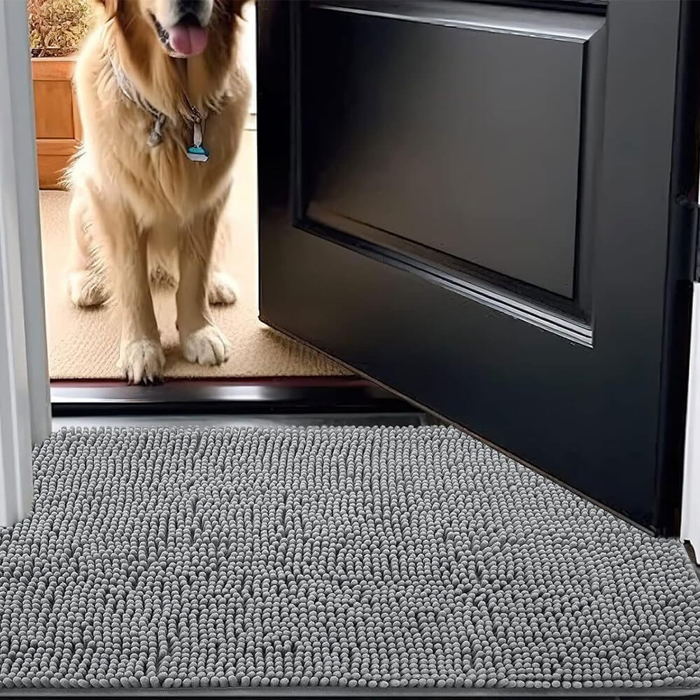 Ultra-Absorbent Non-Slip Chenille Front Door Mat for Muddy Dog Paws