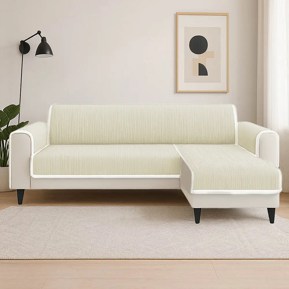 All-Season Anti-Slip Striped Pet Rug Furniture Protector with Armrest Couch Cover - Keep Still