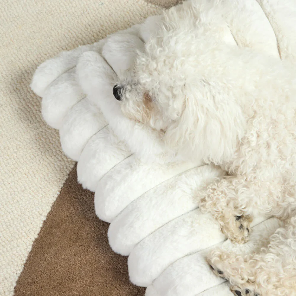Plush Fluffy Thick Comfort Calming Dog Bed with Pillow