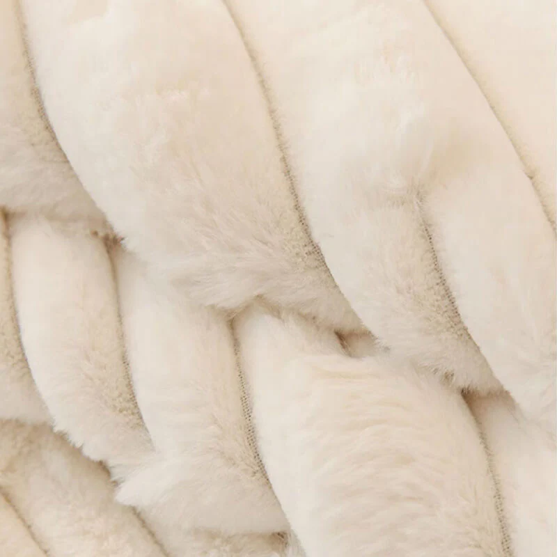 Fluffy Plush Striped Furniture Protector Couch Cover