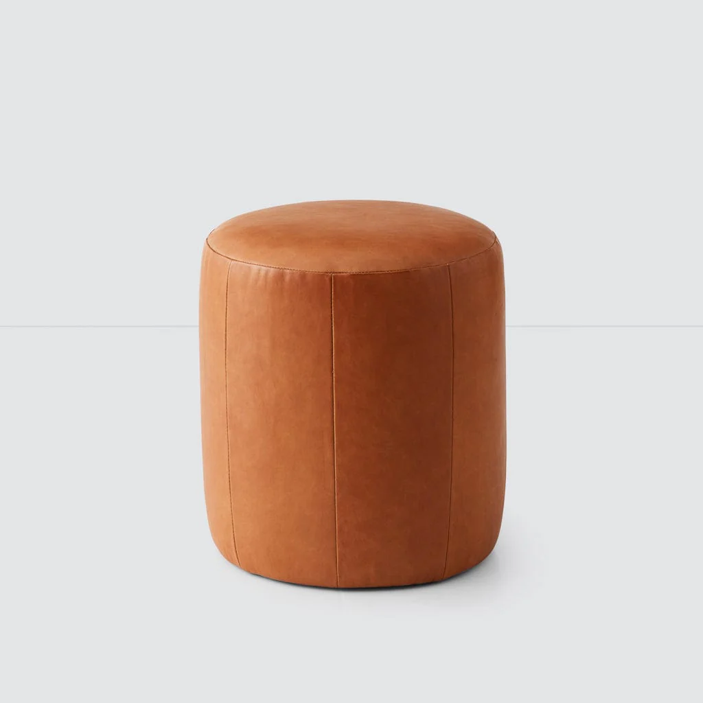 Torres Round Leather Ottoman - Small