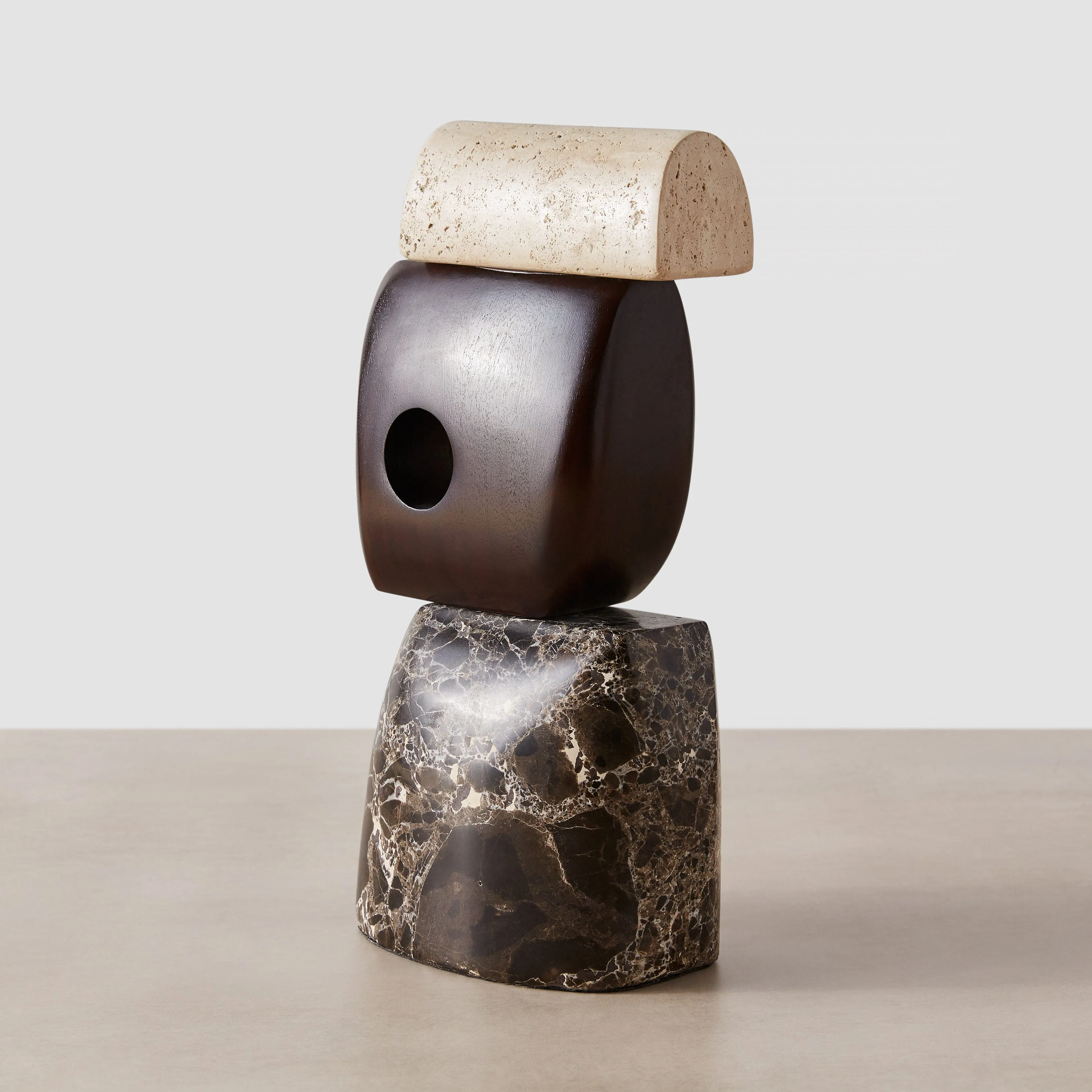 Hari Stone and Wood Sculpture