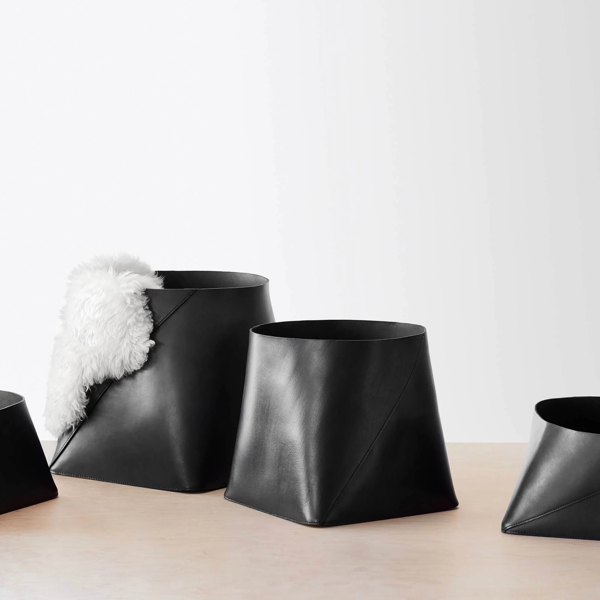 Azad Tall Leather Storage Bins