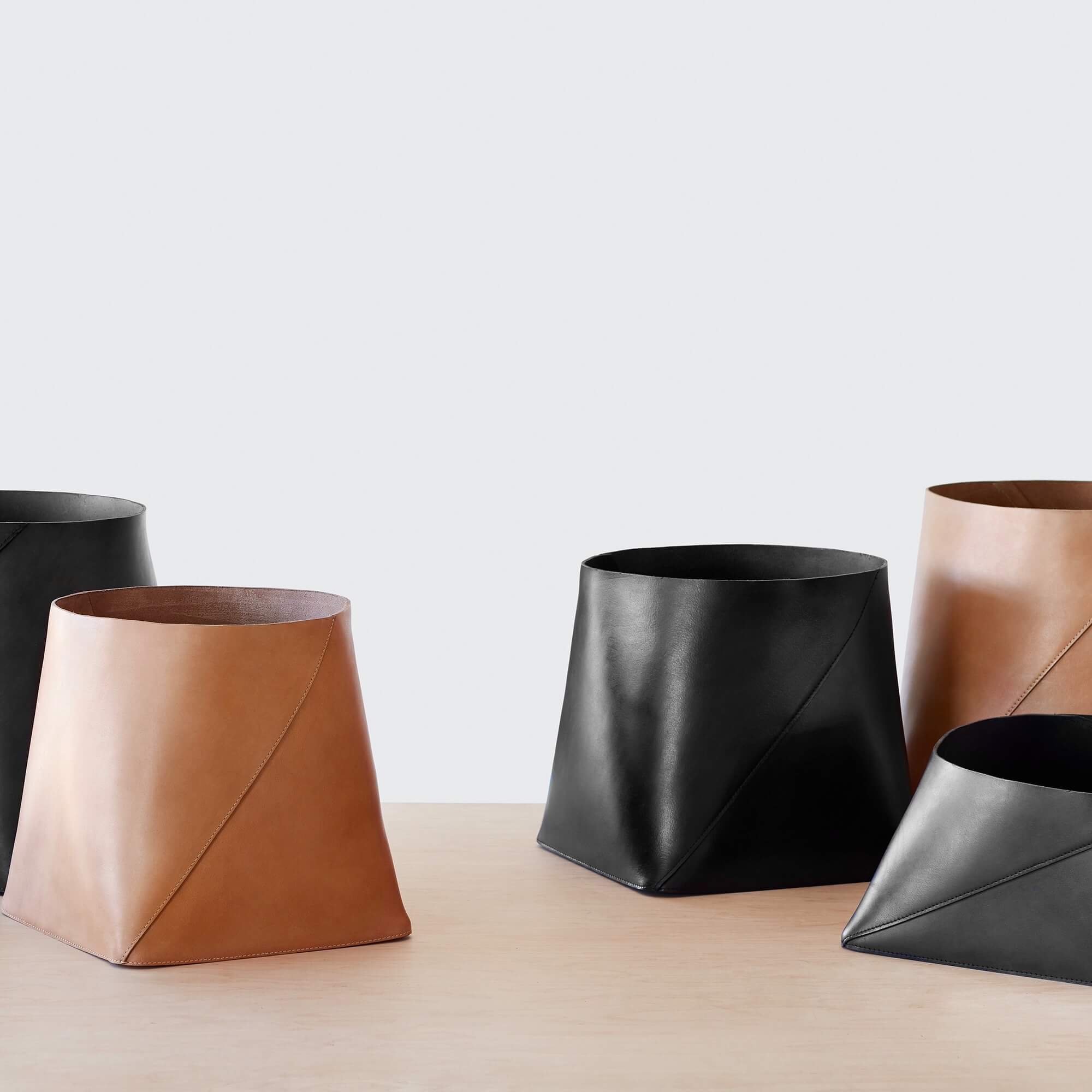 Azad Tall Leather Storage Bins