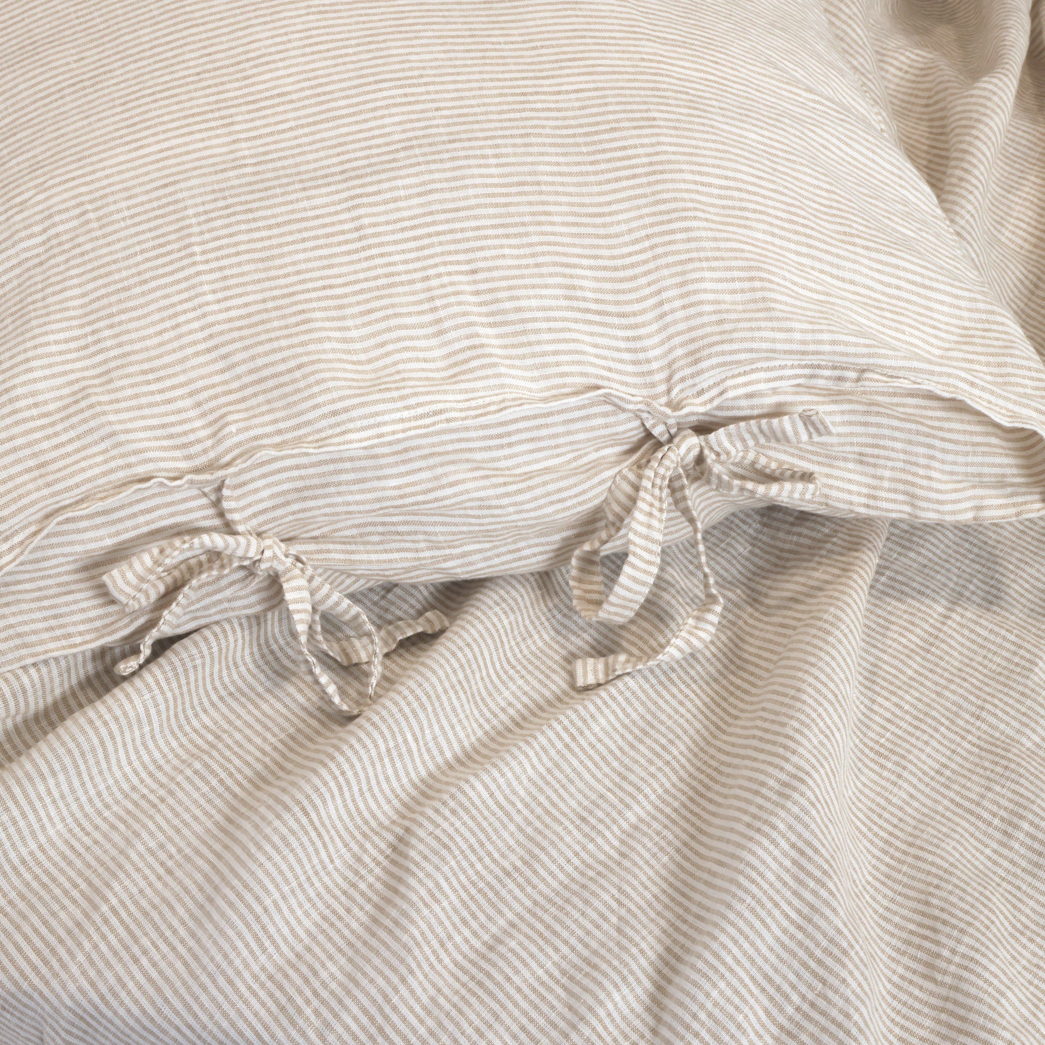 Stonewashed Linen Pillowcases with Ties