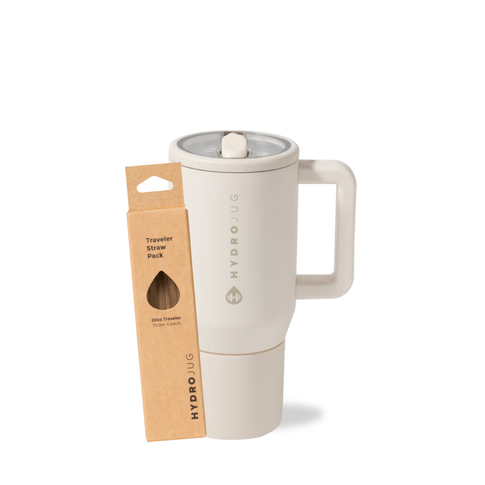 Cream Traveler 20oz + Replacement Straw Pack