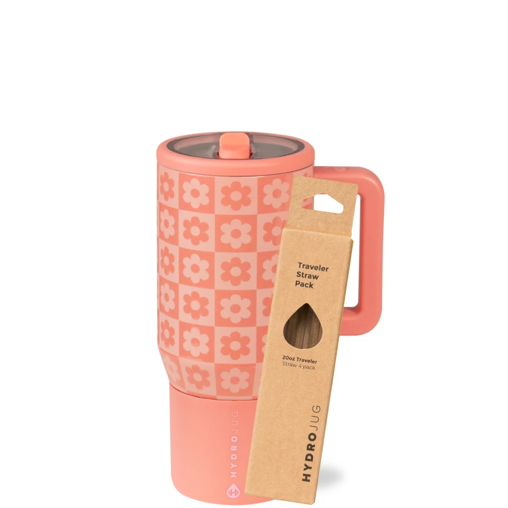 Daisy Checkers Traveler 20oz + Replacement Straw Pack