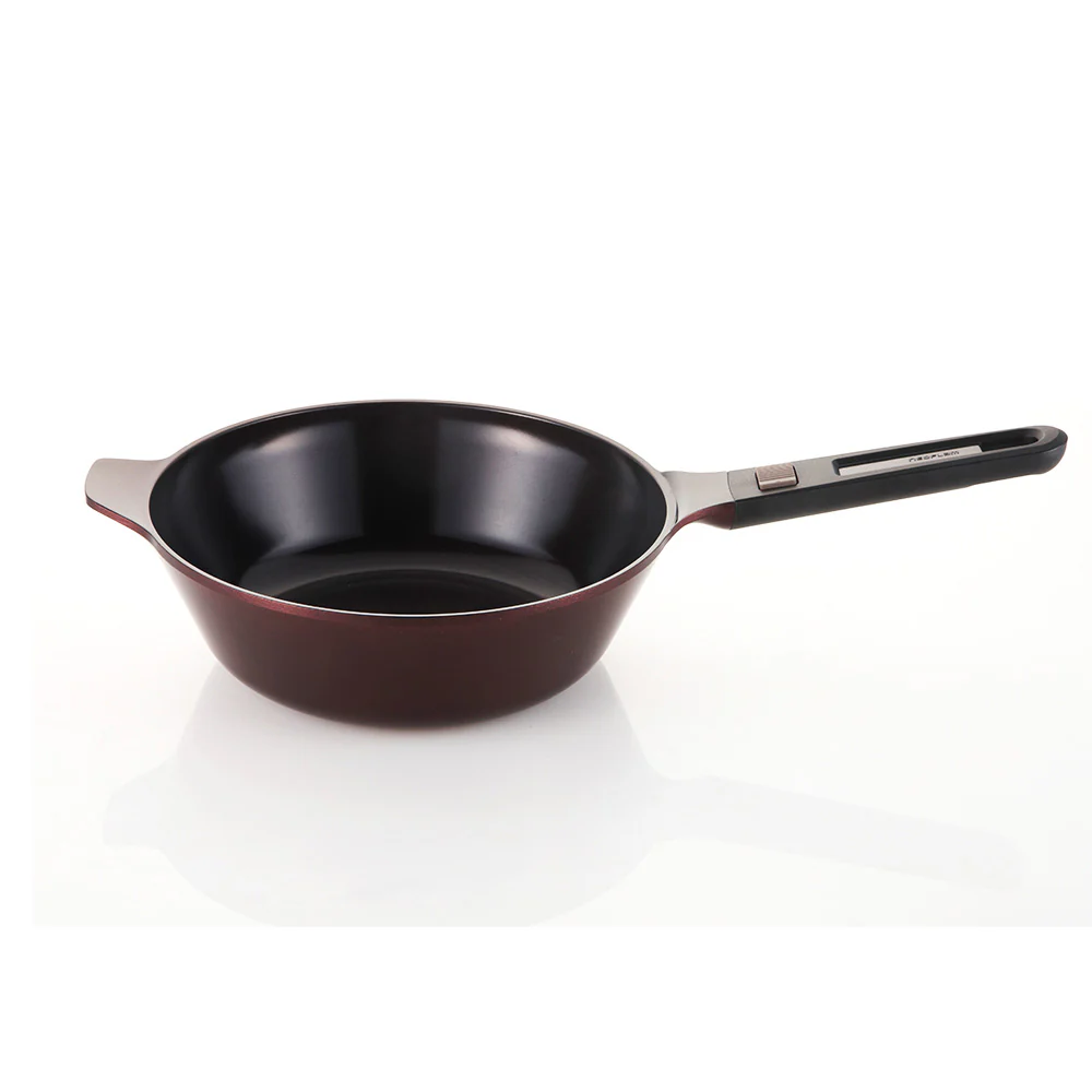 28cm Wok Pan Induction Red Ruby with glass lid