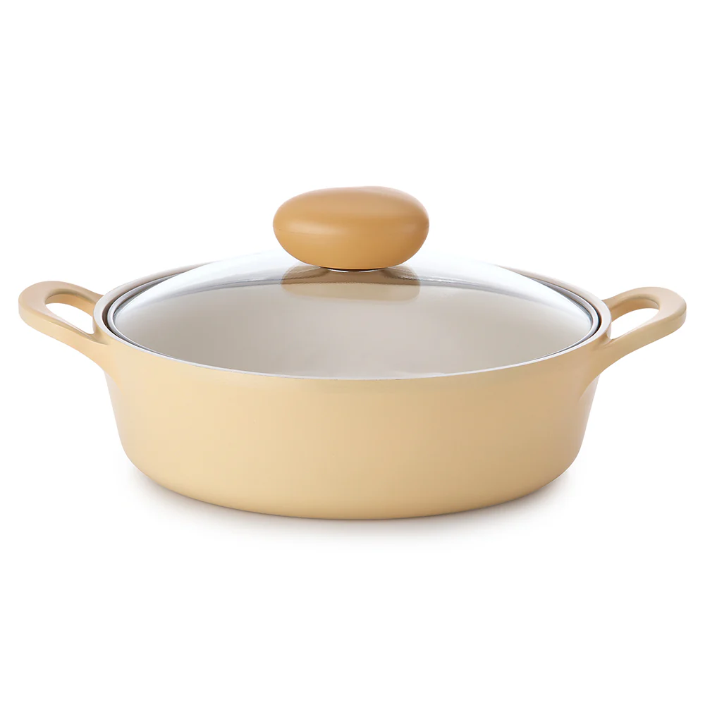 22cm Low Stockpot Induction with Glass lid Yellow