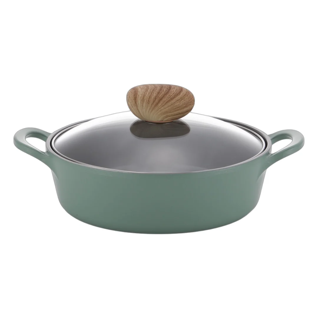 22cm Low Stockpot Induction with Glasst Lid Green Demer