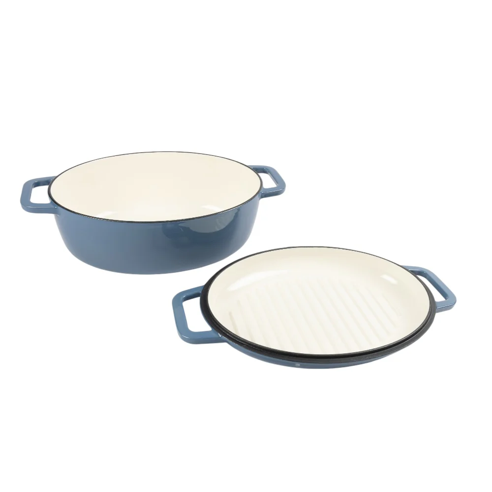 Oval with Roaster lid 2pcs set 6.2L Blue