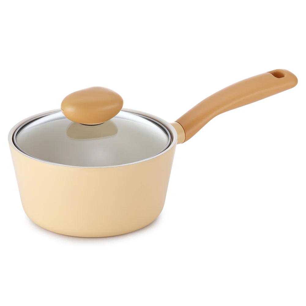 18cm Saucepan Induction with glass lid Yellow